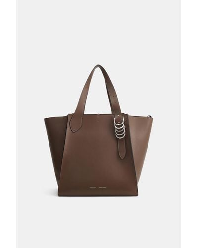 Dorothee Schumacher Tote Bag In Soft Calf Leather With D-ring Hardware - Brown