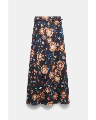 Dorothee Schumacher Printed Linen Skirt With Removable Leather Tie Belt - Multicolor