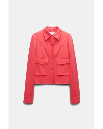 Dorothee Schumacher Shirt-jacket In Punto Milano With Western Details - Red