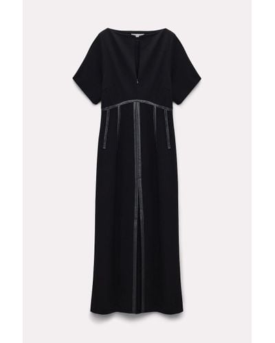 Dorothee Schumacher Dress In Punto Milano With Eco Leather Detailing - Black