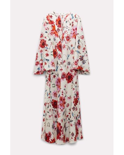 Dorothee Schumacher Printed Linen Midi-dress With Western-inspired Front Plastron - White