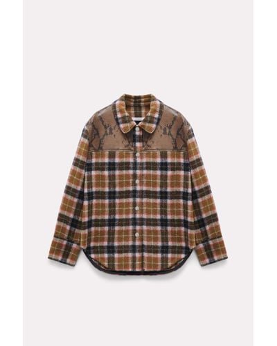 Dorothee Schumacher Plaid Shirt-jacket With Embossed Leather Details - Multicolor