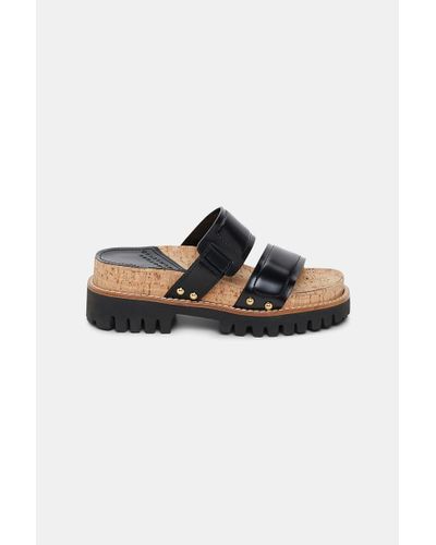Dorothee Schumacher Sporty Leather Slides With Lug Sole - Black