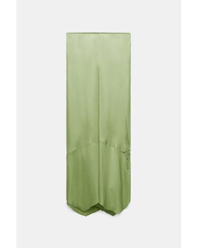 Dorothee Schumacher Silk Twill Lingerie Skirt With An Asymmetric Lace Insert - Green