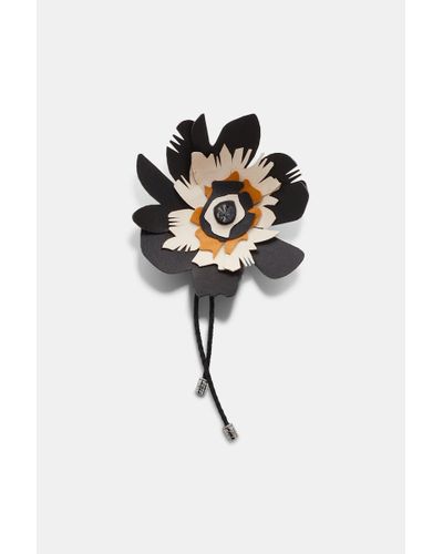 Dorothee Schumacher Woven Leather Brooch With Leather Flower - Black