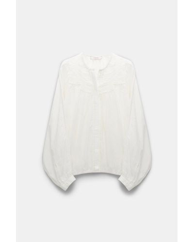Dorothee Schumacher Cotton-silk-voile Blouse With Lace Inserts - White
