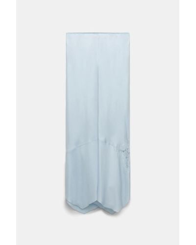 Dorothee Schumacher Silk Twill Lingerie Skirt With An Asymmetric Lace Insert - Blue