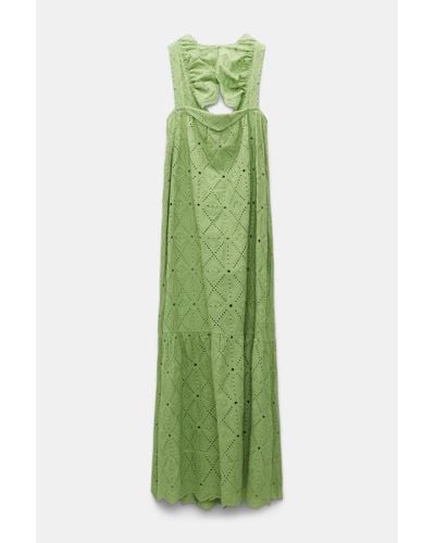 Dorothee Schumacher Square Neck Dress In Cotton Broderie Anglaise - Green