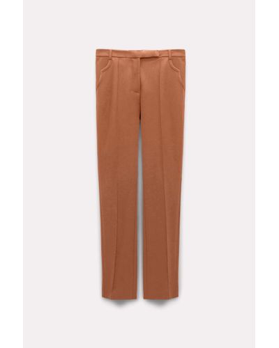 Dorothee Schumacher Cropped Flared Pants In Punto Milano With Western Details - Brown