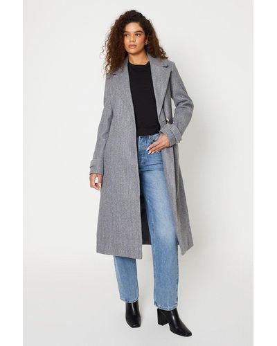 Dorothy Perkins Petite Longline Belted Coat in Red Lyst