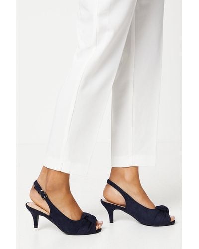 Dorothy Perkins Good For The Sole: Wide Fit Taylor Knot Front Peep Toe Sling Back Heeled Sandals - White