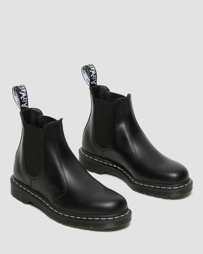 Dr. Martens Leer 2976 Leren Chelsea Boots Met Wit Stiksel in het Zwart -  Lyst