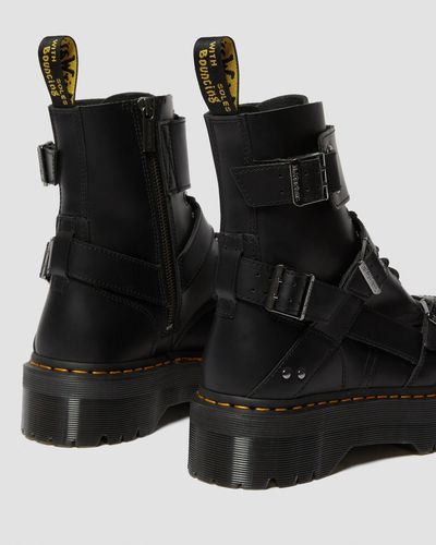 Dr. Martens Jadon Strap Platform Leather Boots in Black - Lyst