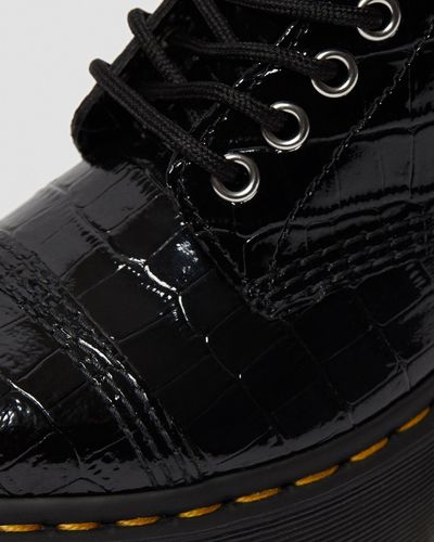sinclair patent croc embossed platform boots