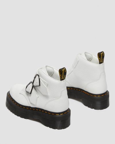 dr martens devon heart boots in white