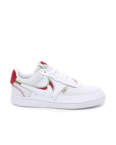 Nike Leather Court Vision Sneaker in White/Burgundy/Lime Green (White) -  Lyst