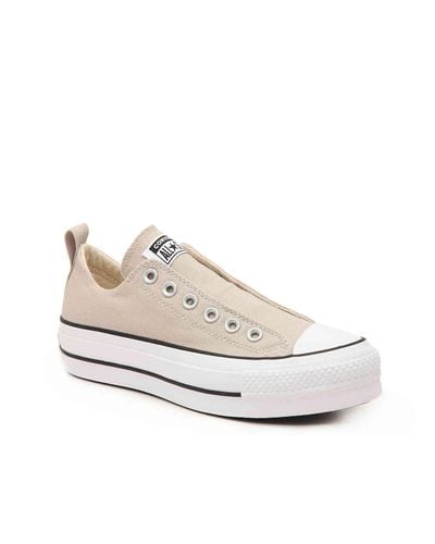 Converse Denim Chuck Taylor All Star Fashion Lift Platform Slip-on Sneaker in Beige (Natural) - Lyst