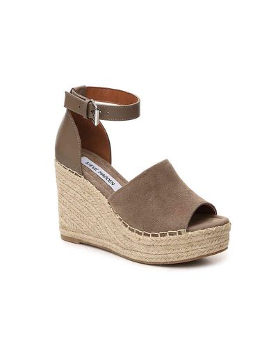 Steve Madden Jaylen Wedge Sandal in Taupe Suede/Leather (Brown) - Lyst