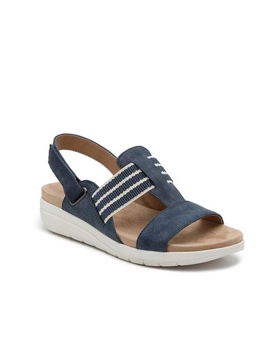 Abella Paula Wedge Sandal in Navy (Blue) - Lyst
