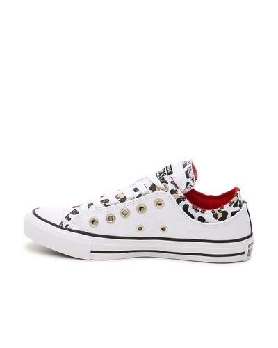 Converse Canvas Chuck Taylor All Star Double Tongue Sneaker in  White/Black/Red Leopard Print (White) - Lyst