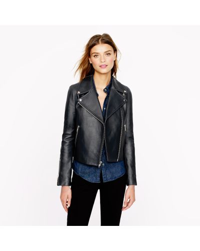 J.Crew Collection Leather Motorcycle Jacket - Blue
