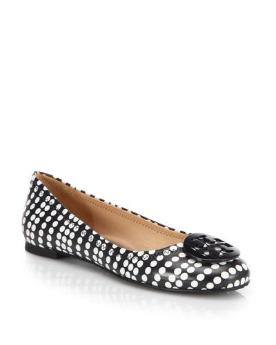 tory burch black and white flats