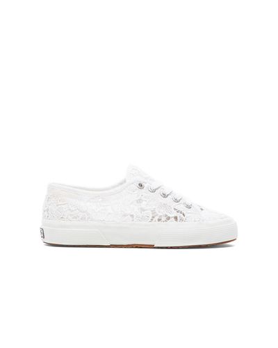 Superga Lace Lace-Up Sneakers in White - Lyst