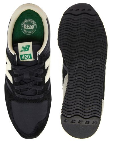 New Balance 420 Black and Grey Suede Trainers - Lyst