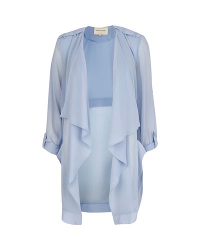 navy chiffon waterfall jacket