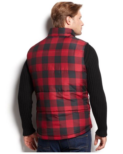 plaid puffer vest