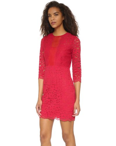 DKNY Lace Dress in Red | Lyst UK