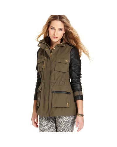 faux leather sleeve jacket