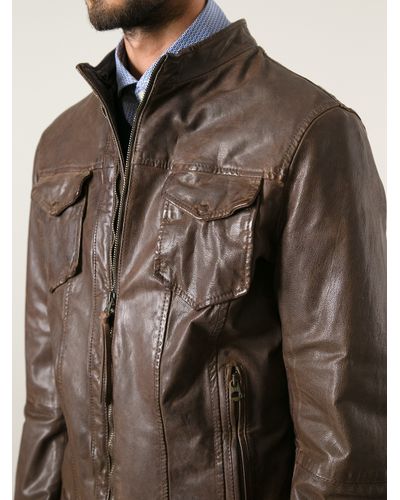 armani brown leather jacket