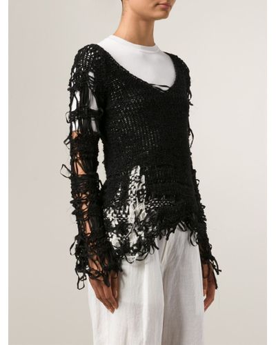black distressed sweater