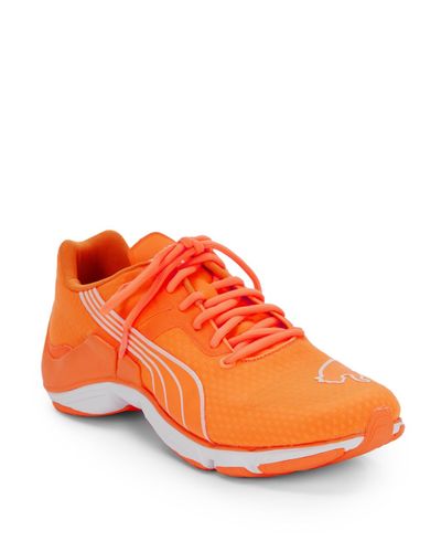 orange mesh sneakers