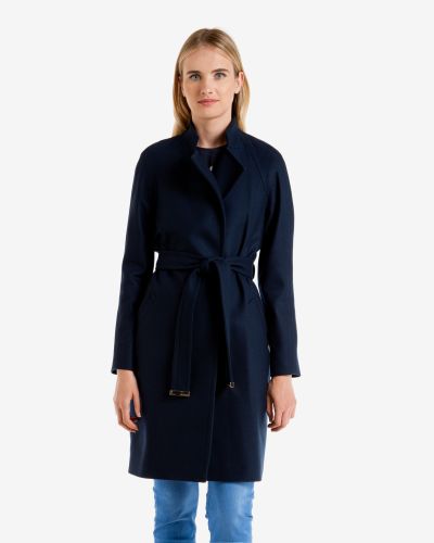 navy blue wool wrap coat