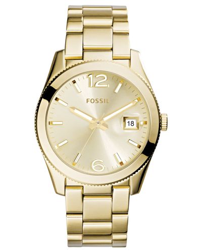 Fossil Women's Perfect Boyfriend Gold-tone Stainless Steel Bracelet Watch  39mm Es3586 in Metallic | Lyst