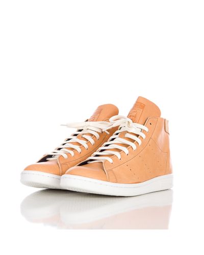 adidas Stan Smith Horween Leather High-Top Sneakers in Orange for Men - Lyst