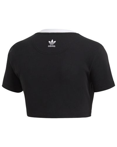 adidas Originals Cotton Gallery Crop V-neck T-shirt in Black - Lyst