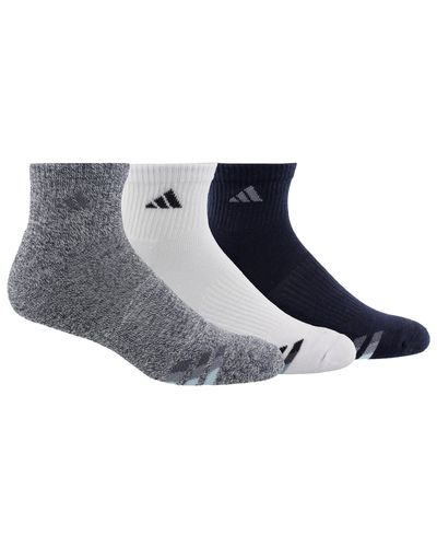 adidas Synthetic 3-stripe 3 Pack Quarter Socks in Blue for Men - Lyst