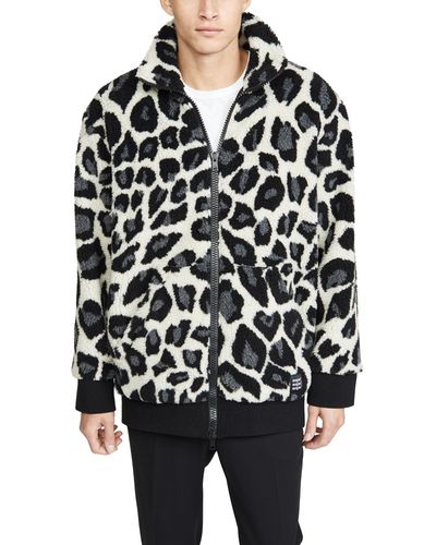MSGM Leopard Fleece Full Zip Jacket for Men - Lyst