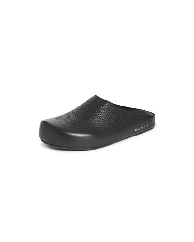 Marni Leather Sabot Slides in Black for Men - Lyst