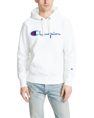 Champion Fleece Large Logo Pullover Hoodie in White for Men - Lyst