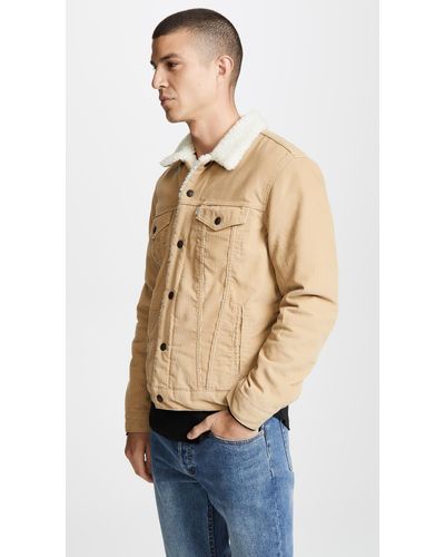 Shopping >levi's type 3 borg lined cord trucker jacket in true chino big  sale - OFF 61%