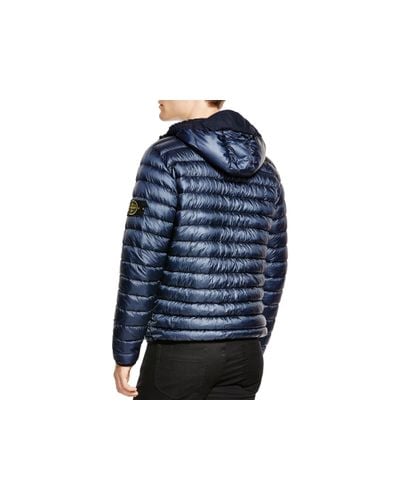 Stone Island Hooded Down Jacket in Navy Blue (Blue) for Men - Lyst