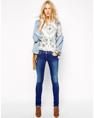Pepe Jeans Divine Bum Lifting Skinny Jeans in Blue | Lyst