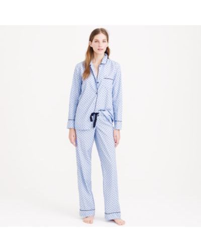 J.Crew End-on-end Pajama Set In Swiss-dot - Blue