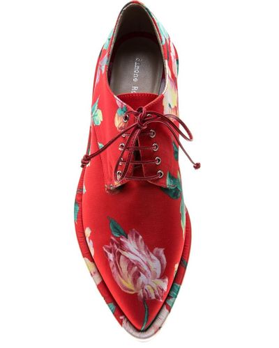 Simone Rocha Floral Print Lace-Up Shoes in Red - Lyst