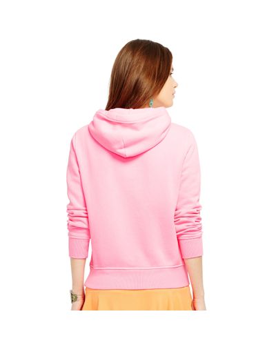 Pink polo fleece hoodie clearance