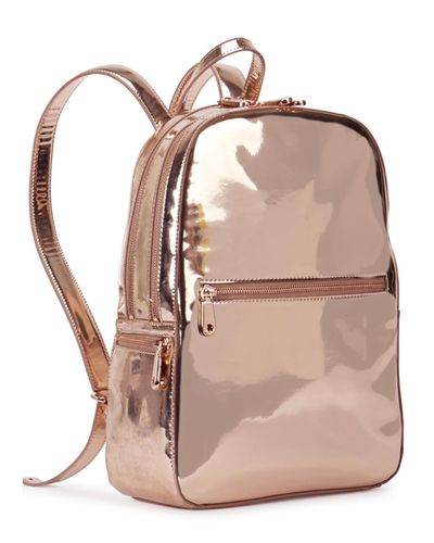 rose gold leather backpack